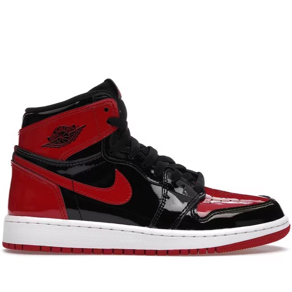 Jordan Other - Jordan Unisex 1 Retro High OG Patent Bred (PS) Black/White/Varsity Red Size 2Y